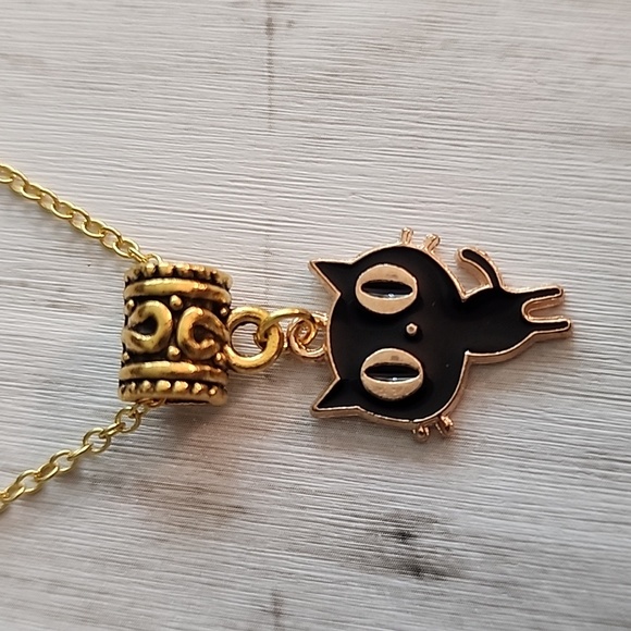 Cat  Black Enamel Gold  925S Chain 18 inches NYG - Picture 2 of 4